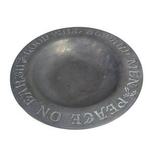 Vintage Teleflora Pewter Collector's Plate Peace on Earth Good Will Toward Men
